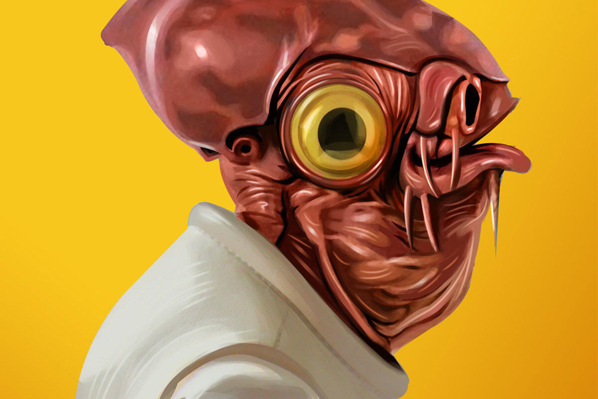 illustration or admiral ackbar for empire magazine