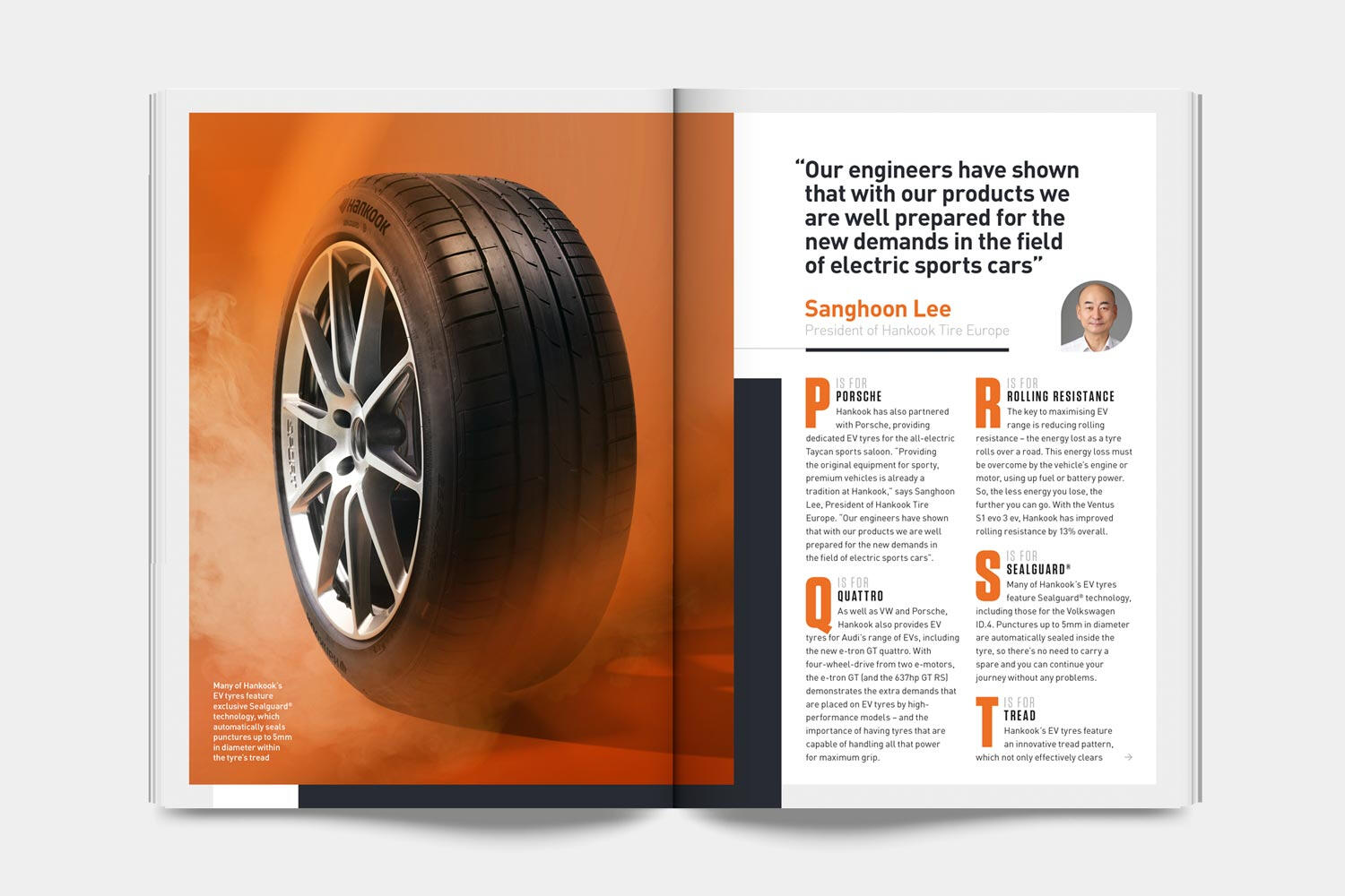 a spread from bbc top gear magazine featuring Hankook tyres